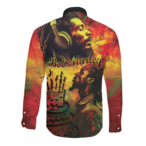 Happy Birthday King of Reggae Long Sleeve Button Shirt