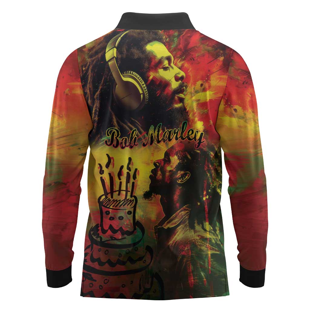 Happy Birthday King of Reggae Long Sleeve Polo Shirt