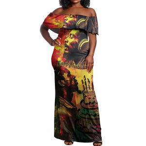 Happy Birthday King of Reggae Off Shoulder Maxi Dress
