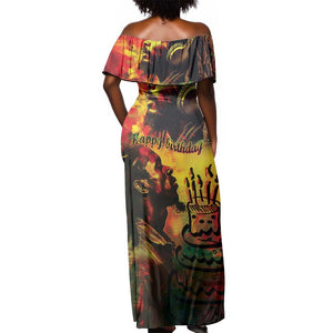Happy Birthday King of Reggae Off Shoulder Maxi Dress