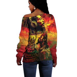 Happy Birthday King of Reggae Off Shoulder Sweater