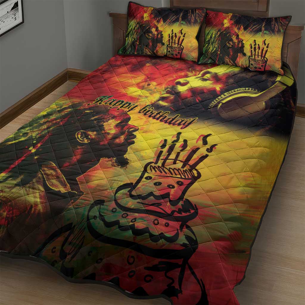 Happy Birthday King of Reggae Quilt Bed Set