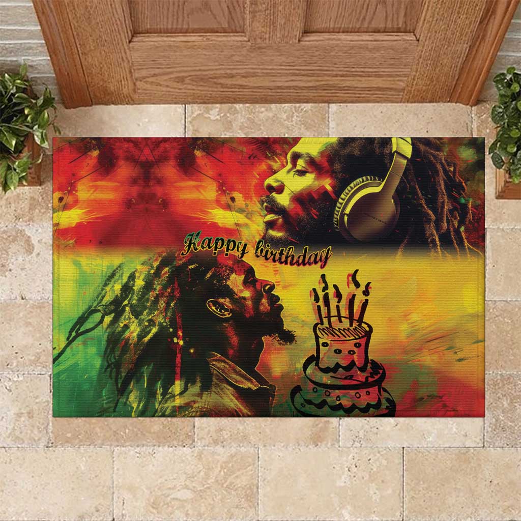 Happy Birthday King of Reggae Rubber Doormat