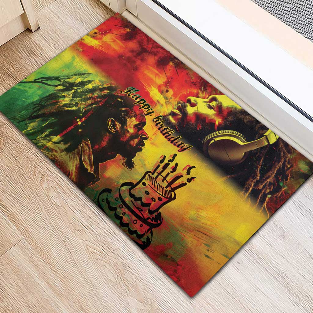 Happy Birthday King of Reggae Rubber Doormat