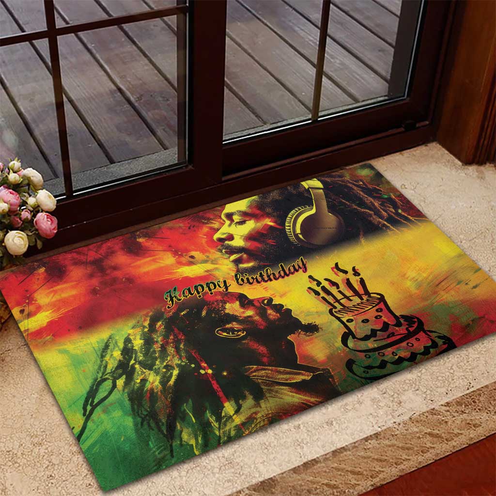 Happy Birthday King of Reggae Rubber Doormat