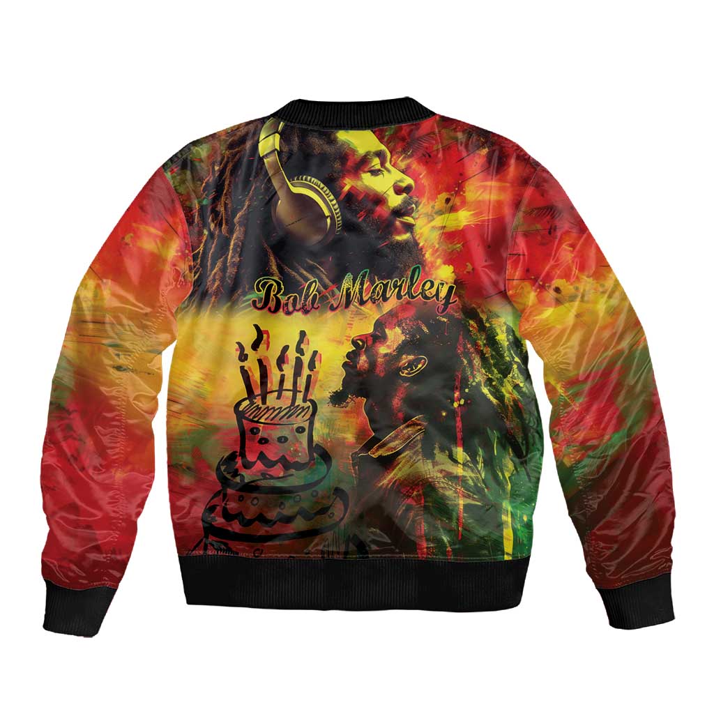 Happy Birthday King of Reggae Sleeve Zip Bomber Jacket