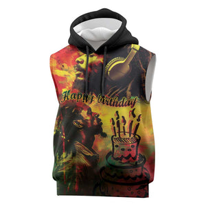 Happy Birthday King of Reggae Sleeveless Hoodie - African Pride