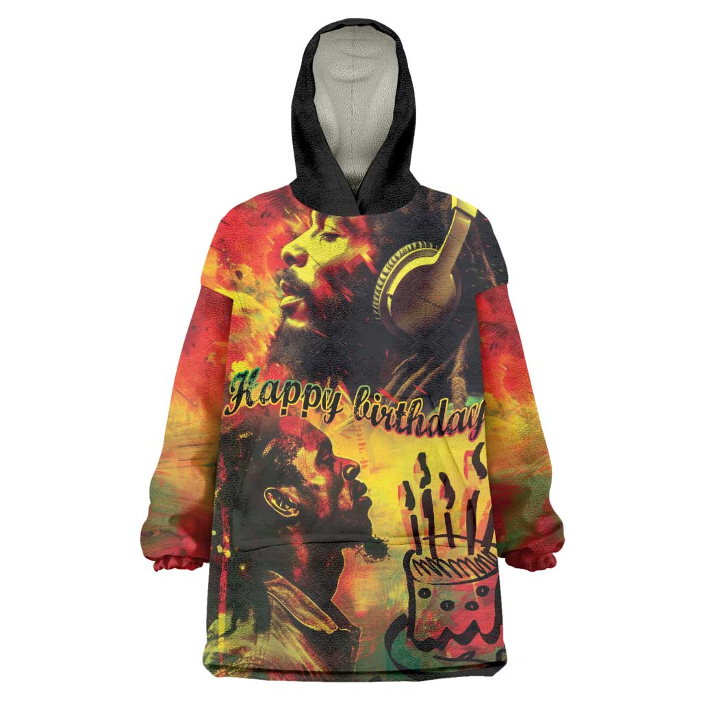 Happy Birthday King of Reggae Wearable Blanket Hoodie