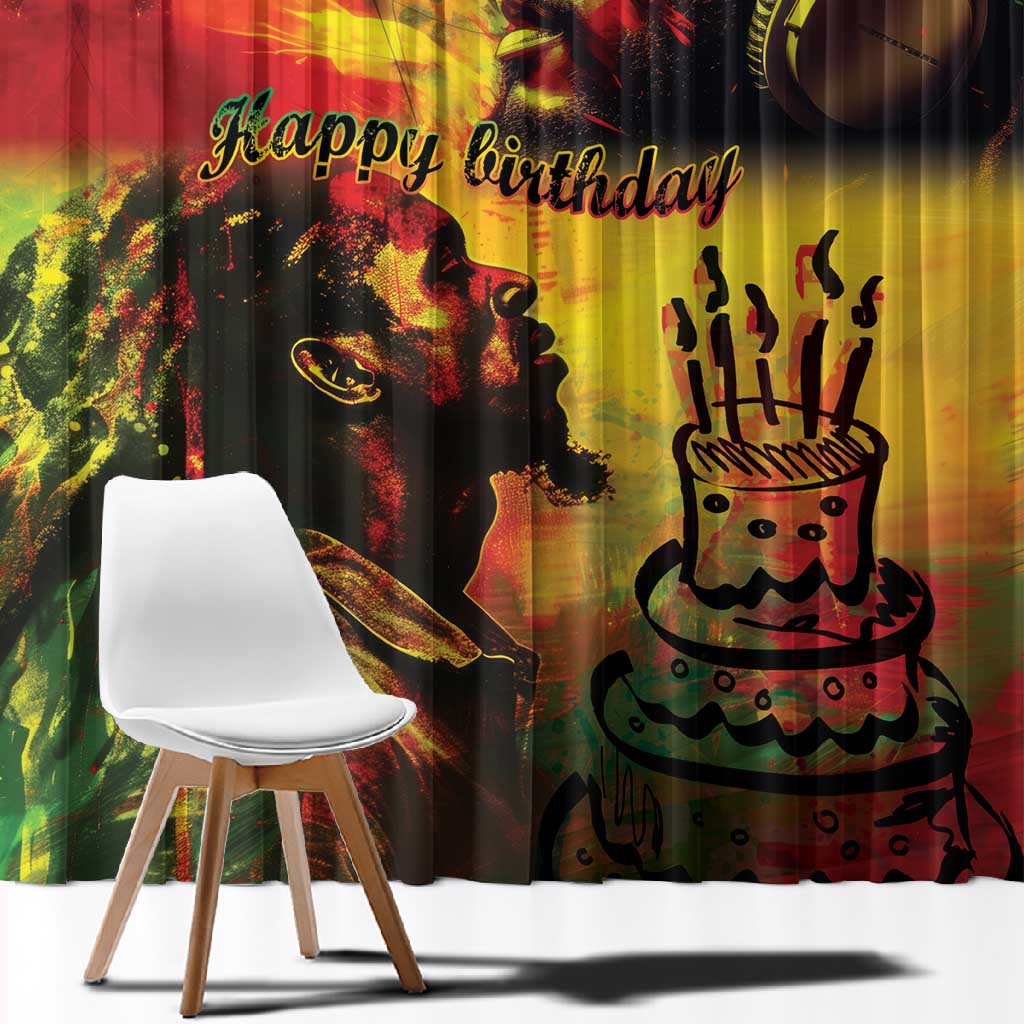 Happy Birthday King of Reggae Window Curtain