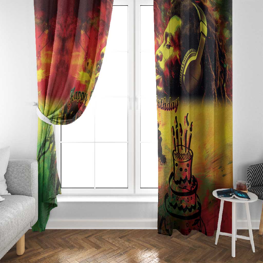 Happy Birthday King of Reggae Window Curtain