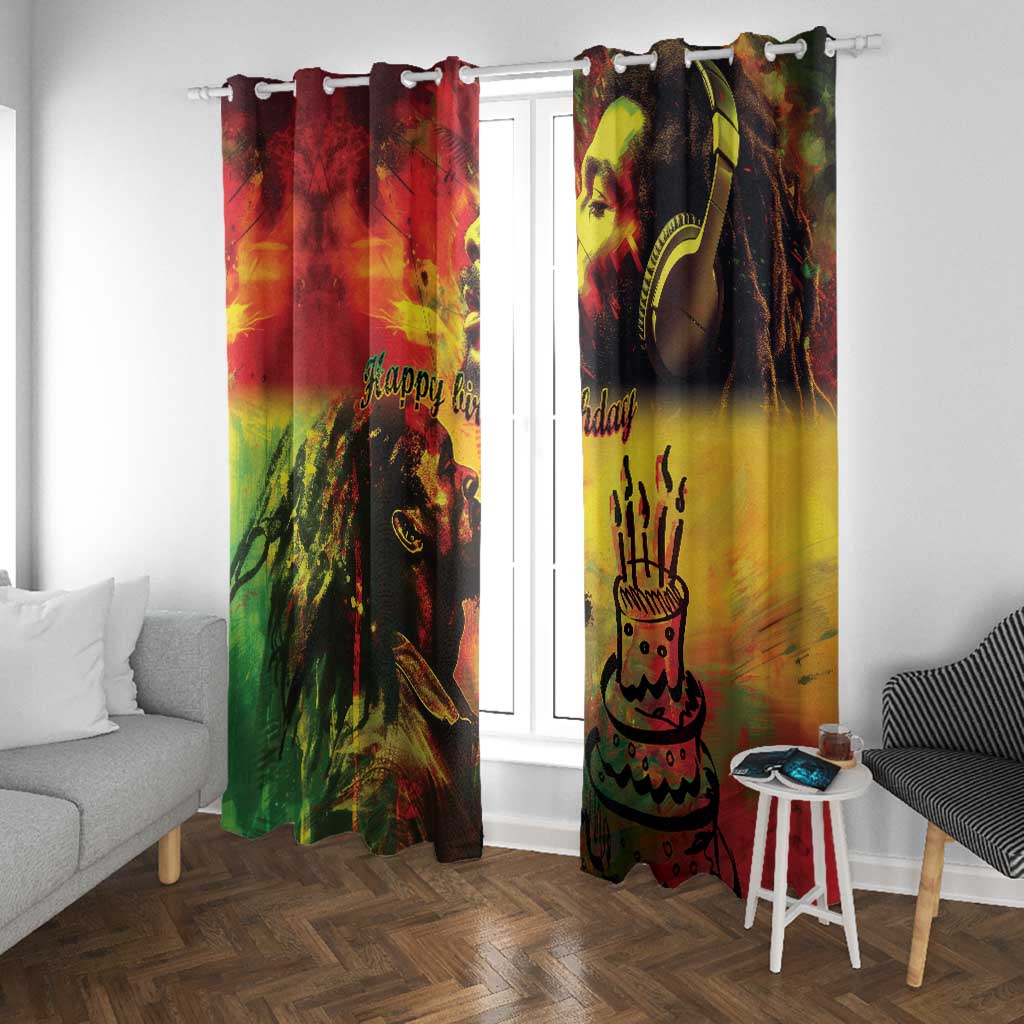 Happy Birthday King of Reggae Window Curtain