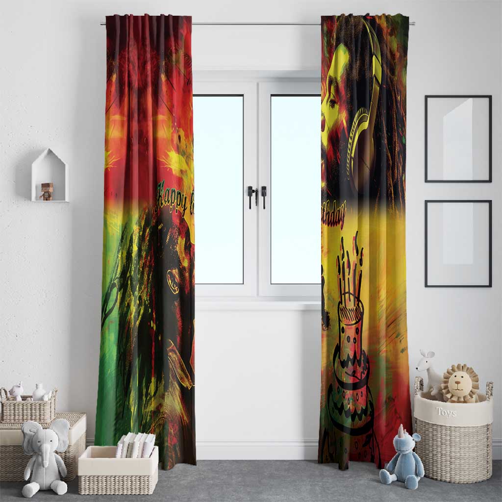 Happy Birthday King of Reggae Window Curtain