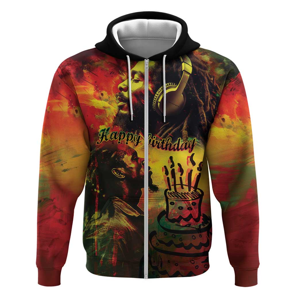Happy Birthday King of Reggae Zip Hoodie