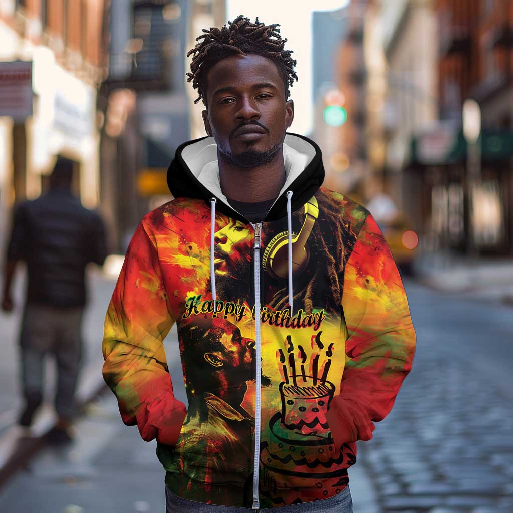 Happy Birthday King of Reggae Zip Hoodie