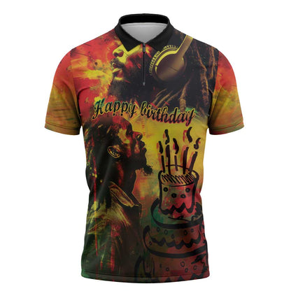 Happy Birthday King of Reggae Zipper Polo Shirt