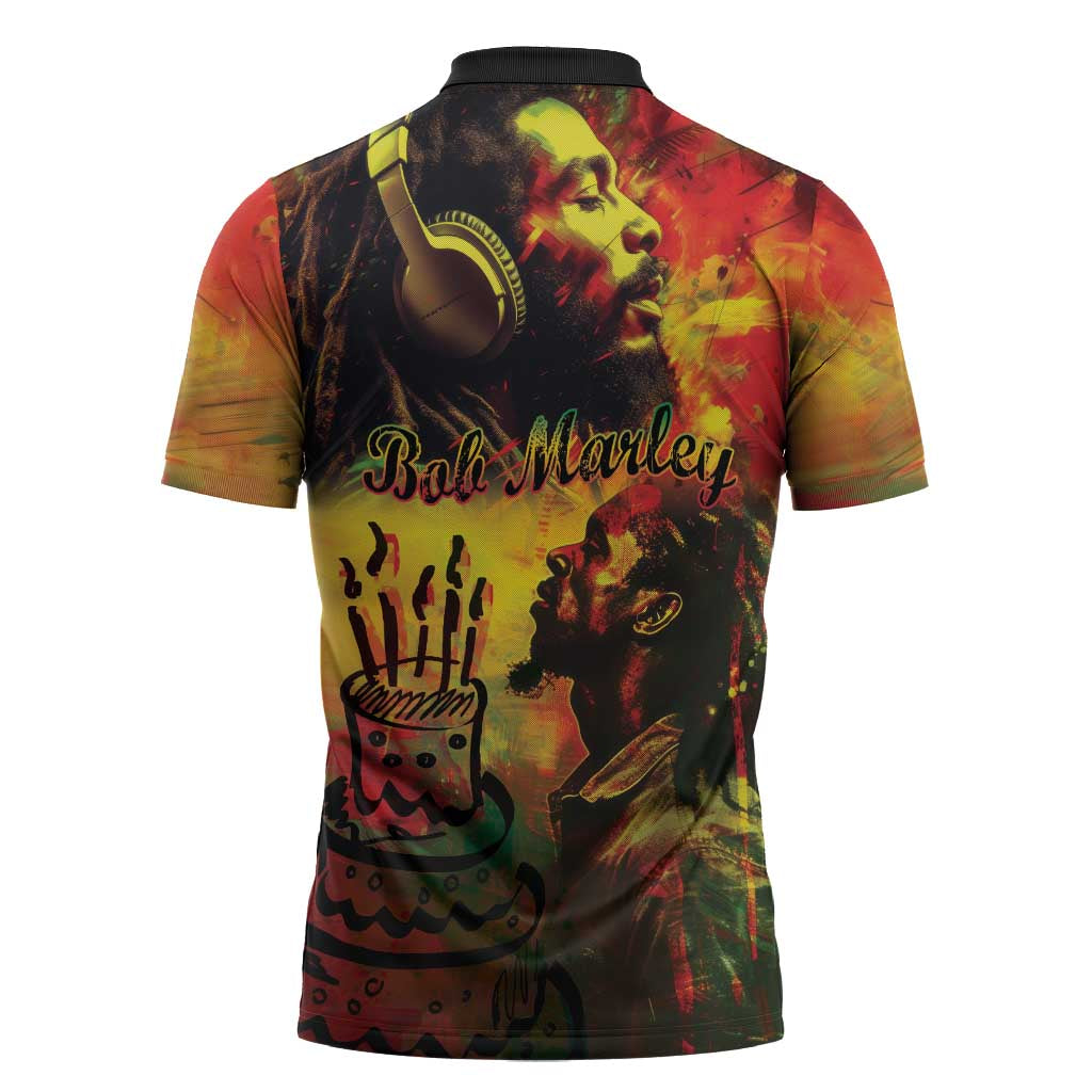 Happy Birthday King of Reggae Zipper Polo Shirt