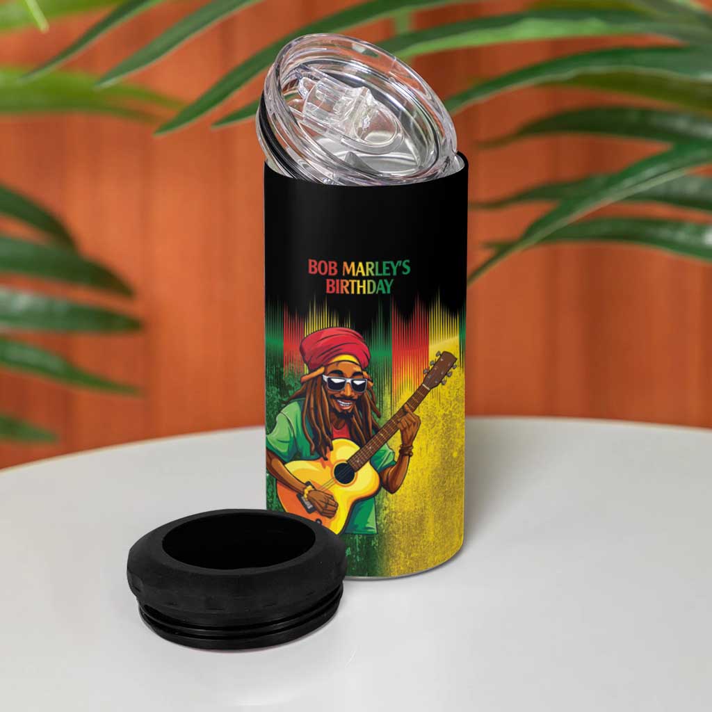 Honoring Reggae Legend Bob Birthday 4 in 1 Can Cooler Tumbler