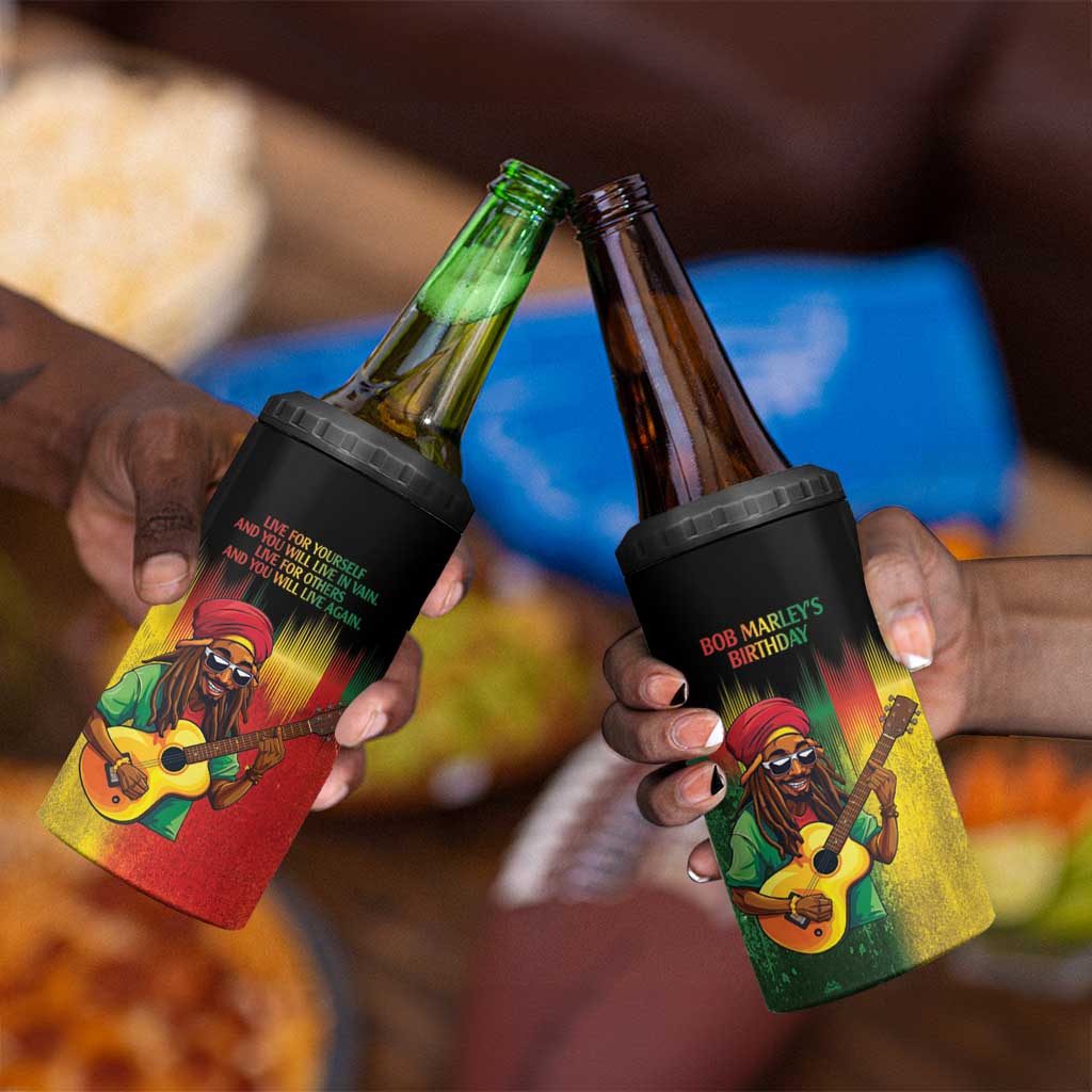 Honoring Reggae Legend Bob Birthday 4 in 1 Can Cooler Tumbler