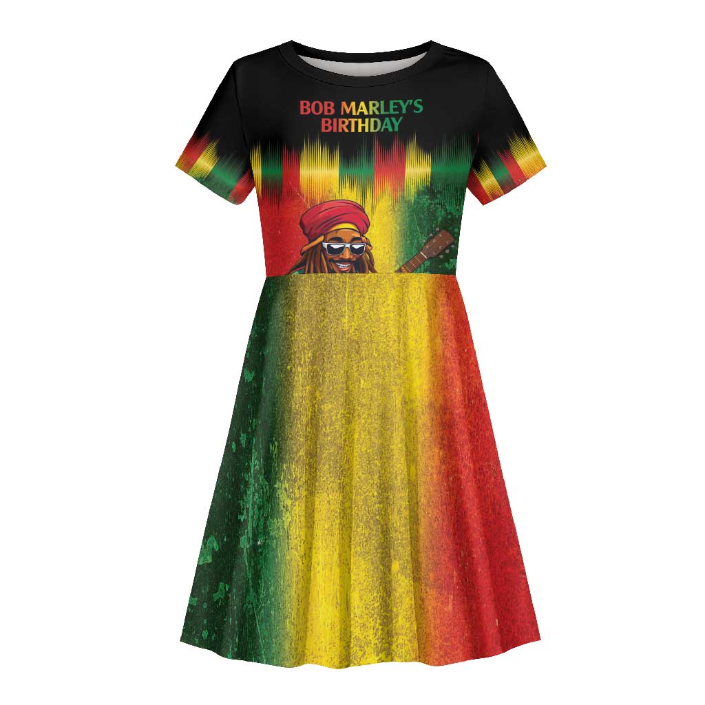 Honoring Reggae Legend Bob Birthday Kid Short Sleeve Dress