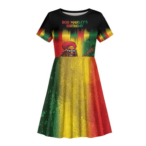 Honoring Reggae Legend Bob Birthday Kid Short Sleeve Dress