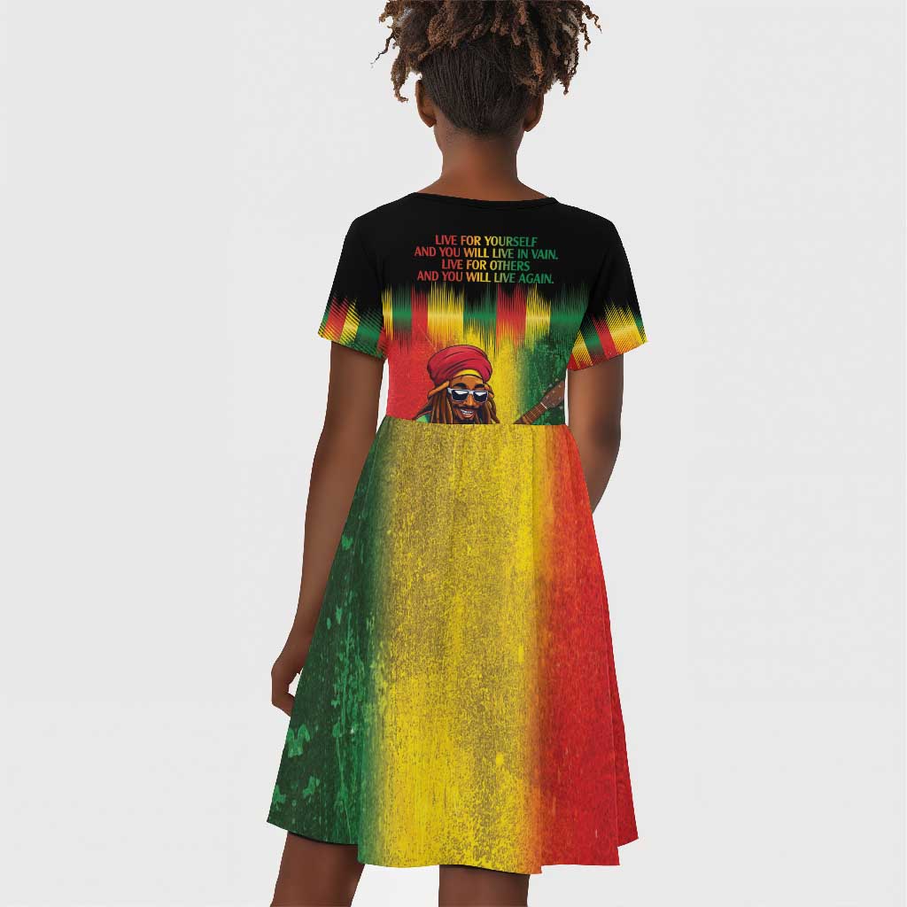 Honoring Reggae Legend Bob Birthday Kid Short Sleeve Dress