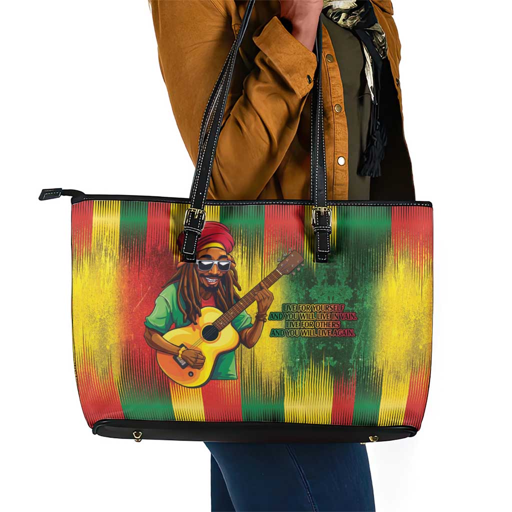 Honoring Reggae Legend Bob Birthday Leather Tote Bag