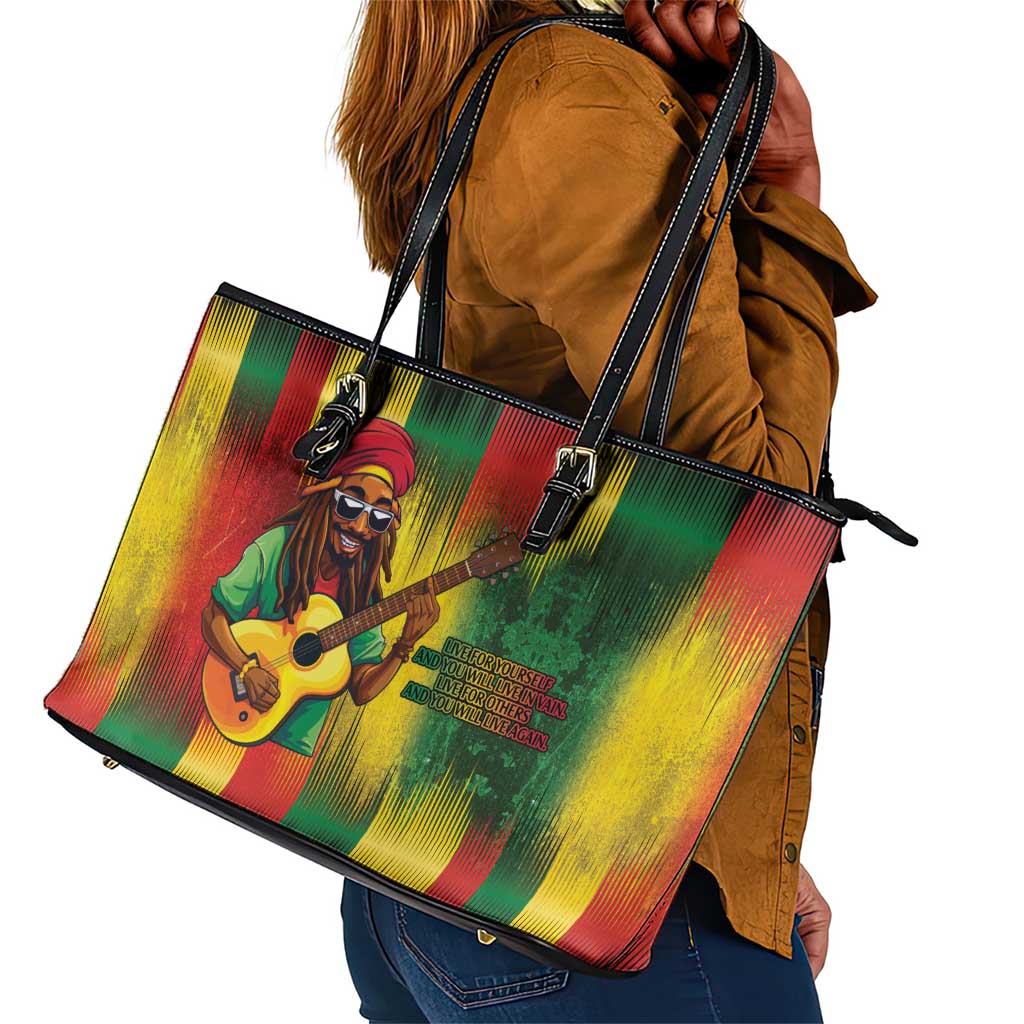 Honoring Reggae Legend Bob Birthday Leather Tote Bag