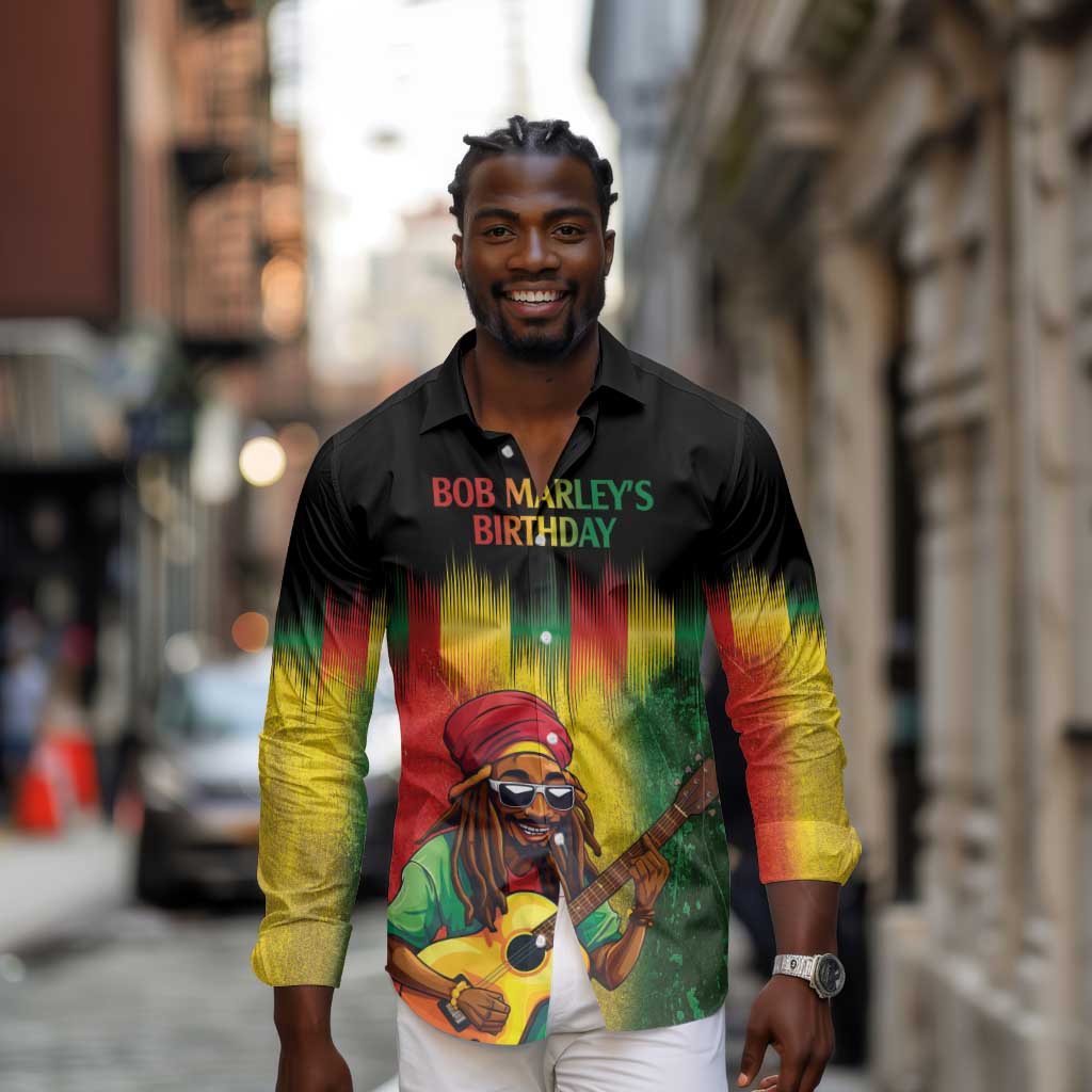 Honoring Reggae Legend Bob Birthday Long Sleeve Button Shirt