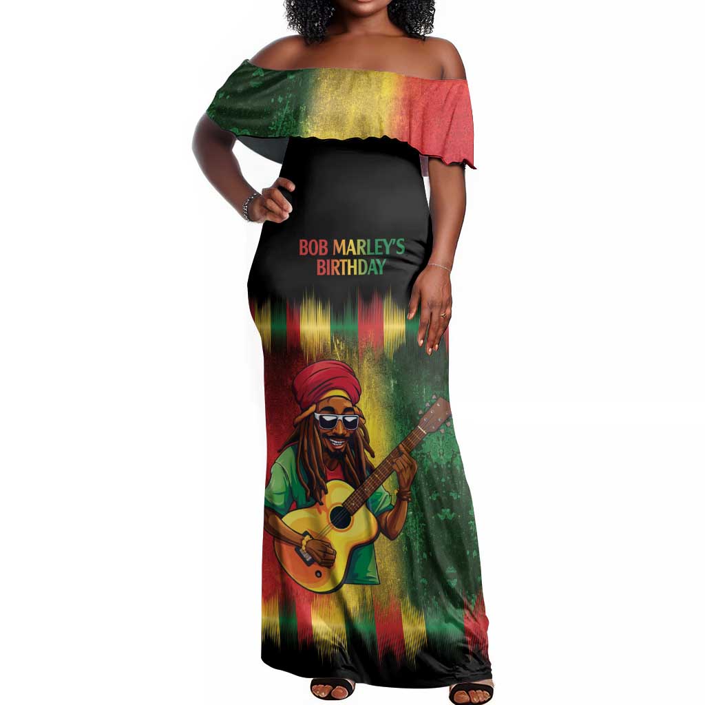 Honoring Reggae Legend Bob Birthday Off Shoulder Maxi Dress