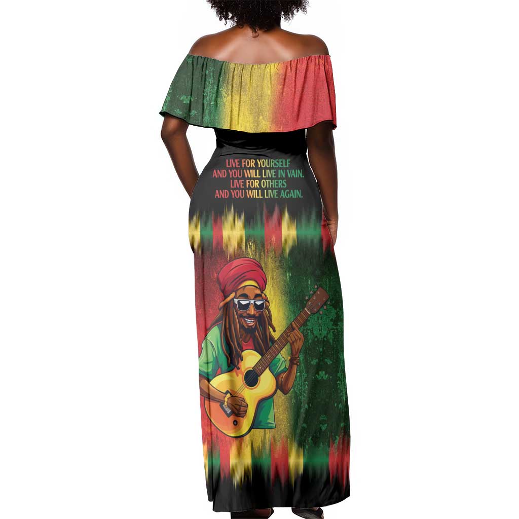 Honoring Reggae Legend Bob Birthday Off Shoulder Maxi Dress