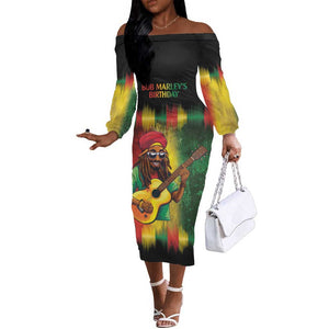Honoring Reggae Legend Bob Birthday Off The Shoulder Long Sleeve Dress