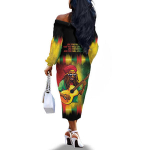 Honoring Reggae Legend Bob Birthday Off The Shoulder Long Sleeve Dress