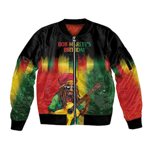 Honoring Reggae Legend Bob Birthday Sleeve Zip Bomber Jacket