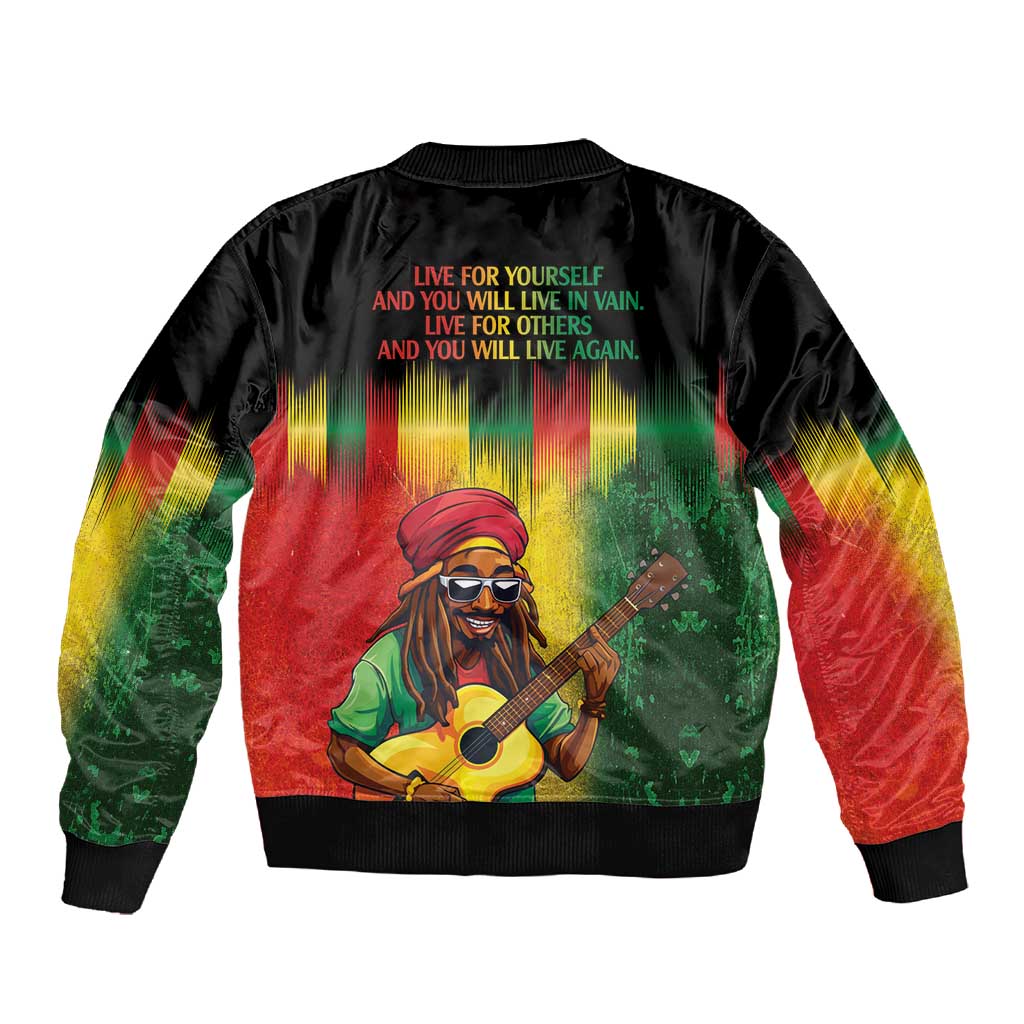Honoring Reggae Legend Bob Birthday Sleeve Zip Bomber Jacket