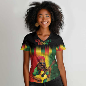 Honoring Reggae Legend Bob Birthday Women V-Neck T-Shirt