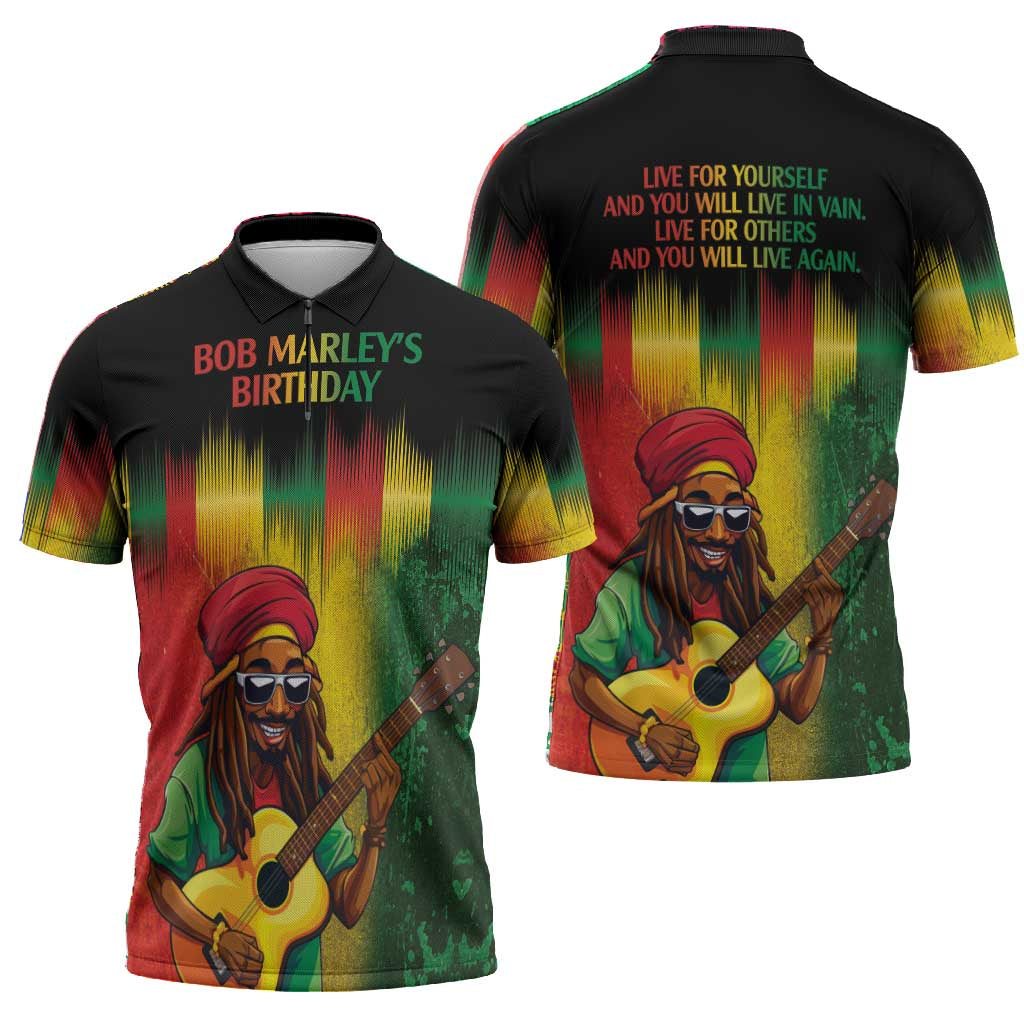 Honoring Reggae Legend Bob Birthday Zipper Polo Shirt