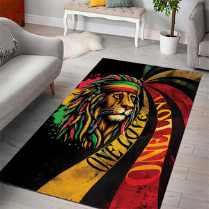 Black Jamaican Area Rug Rastafarian Lion One Love