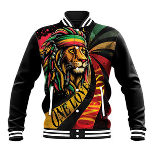 Black Jamaican Baseball Jacket Rastafarian Lion One Love LT9