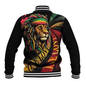 Black Jamaican Baseball Jacket Rastafarian Lion One Love LT9