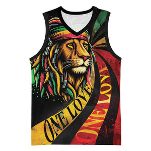 Black Jamaican Basketball Jersey Rastafarian Lion One Love - African Pride