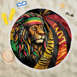 Black Jamaican Beach Blanket Rastafarian Lion One Love
