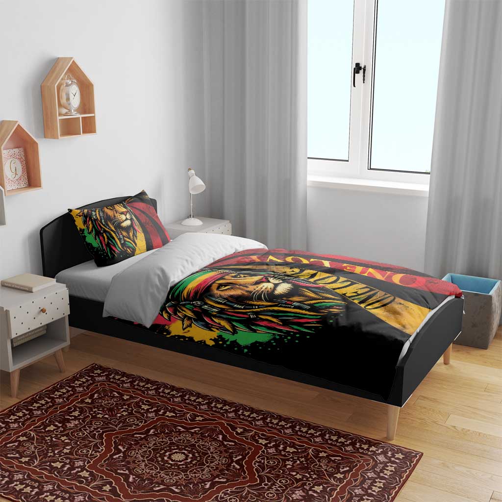 Black Jamaican Bedding Set Rastafarian Lion One Love