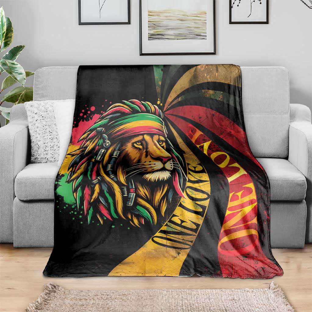 Black Jamaican Blanket Rastafarian Lion One Love