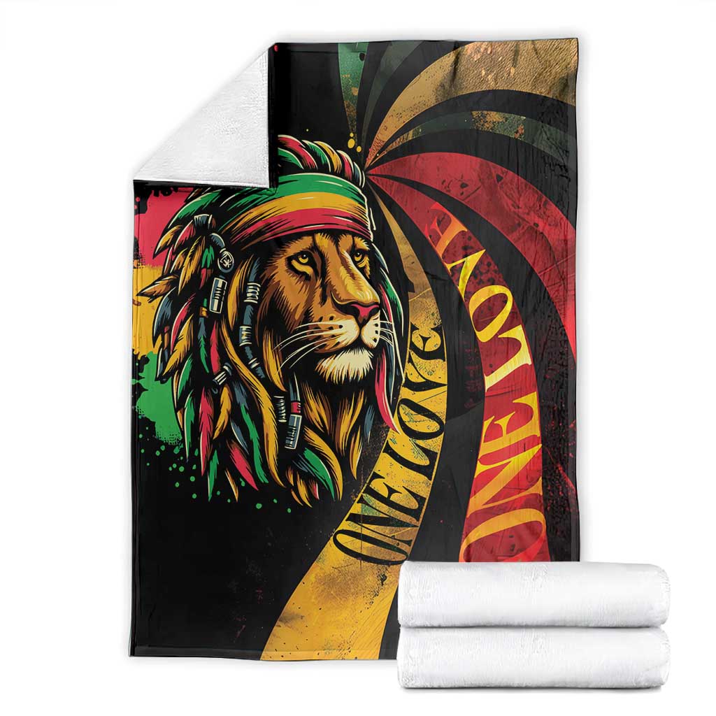 Black Jamaican Blanket Rastafarian Lion One Love