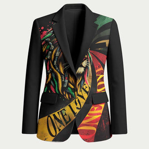 Black Jamaican Blazer Rastafarian Lion One Love