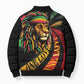Black Jamaican Bomber Puffer Jacket Rastafarian Lion One Love