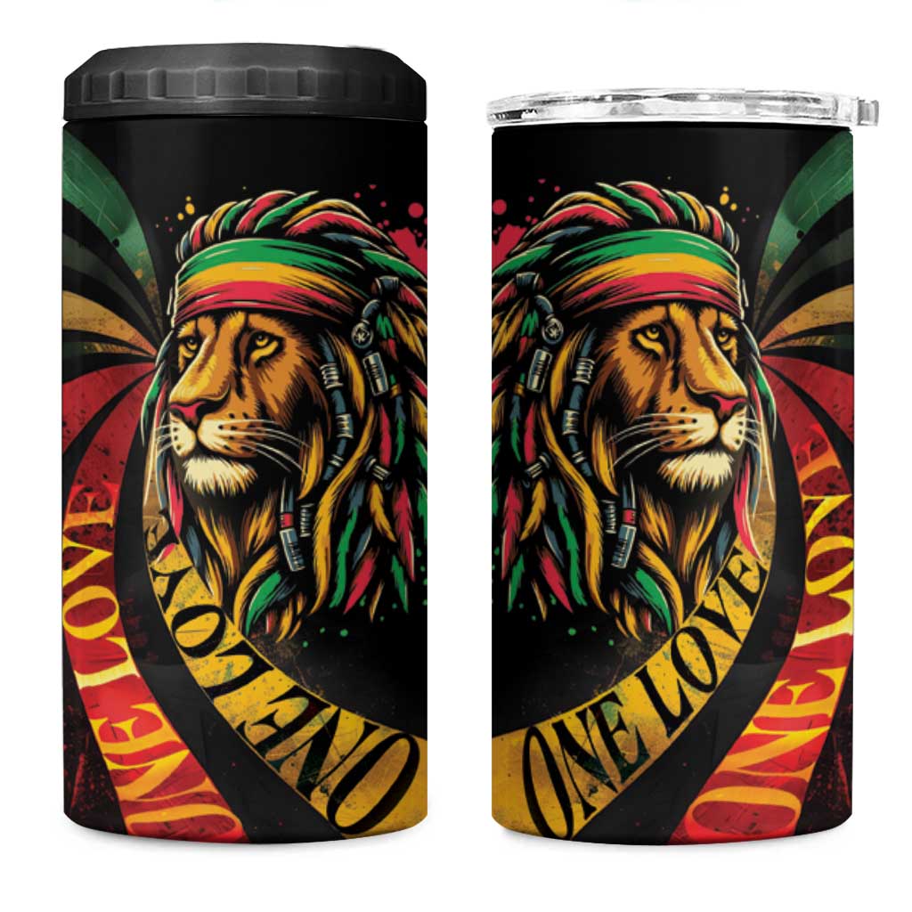 Black Jamaican 4 in 1 Can Cooler Tumbler Rastafarian Lion One Love