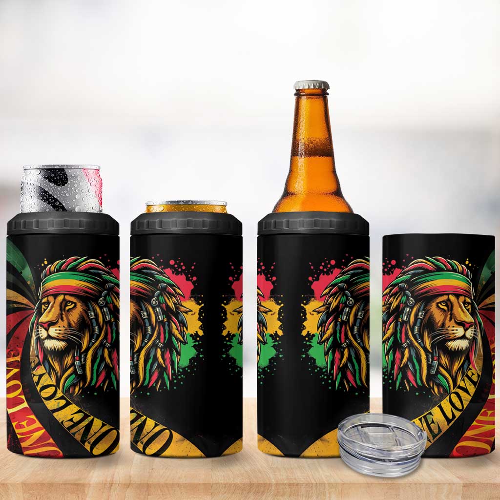 Black Jamaican 4 in 1 Can Cooler Tumbler Rastafarian Lion One Love