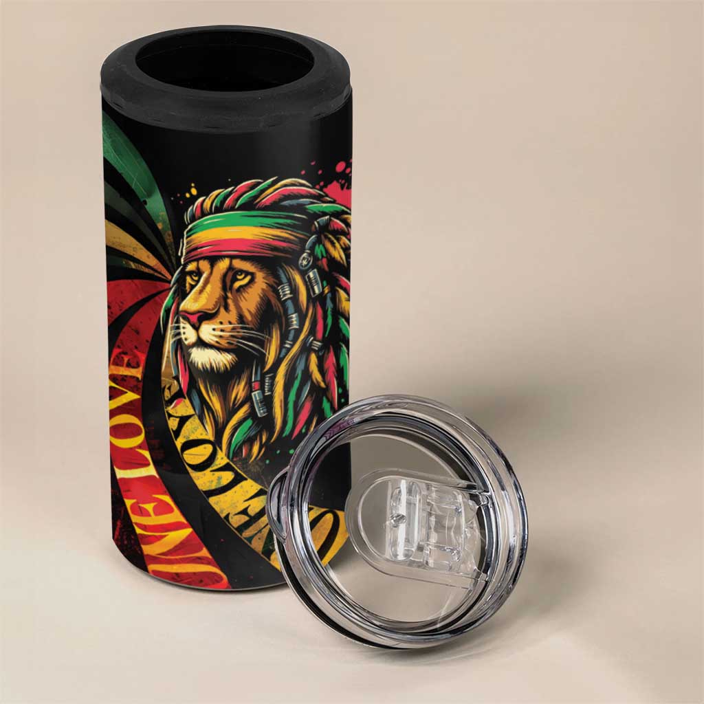 Black Jamaican 4 in 1 Can Cooler Tumbler Rastafarian Lion One Love