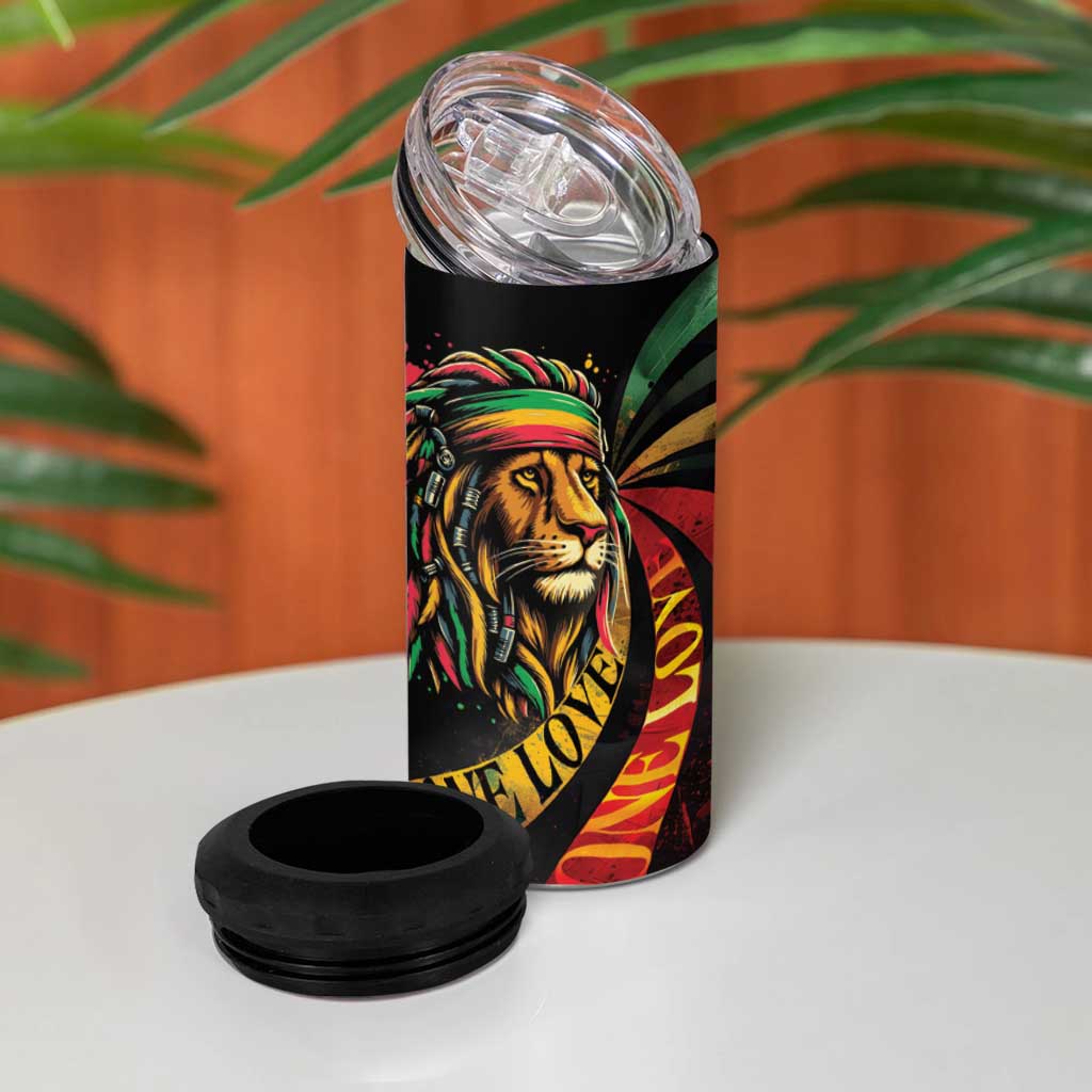Black Jamaican 4 in 1 Can Cooler Tumbler Rastafarian Lion One Love